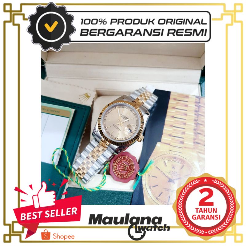Obrall Jam tangan- rolex oyster metic silver kombi gold original