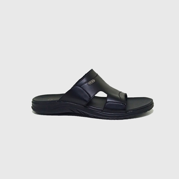 Sandal Selop Kulit Asli / Slide Hitam / Sendal casual Pria Bapak2