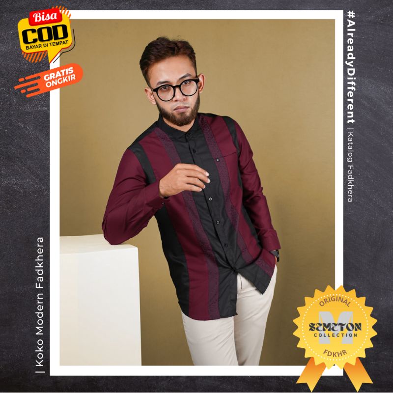 Baju Fadkhera MOKTAR Kemeja Koko Modern Baju Kemeja Pria