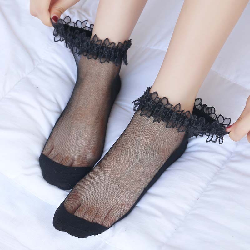 KK-81 kaos kaki renda bunga lolita balerina transparant fashion