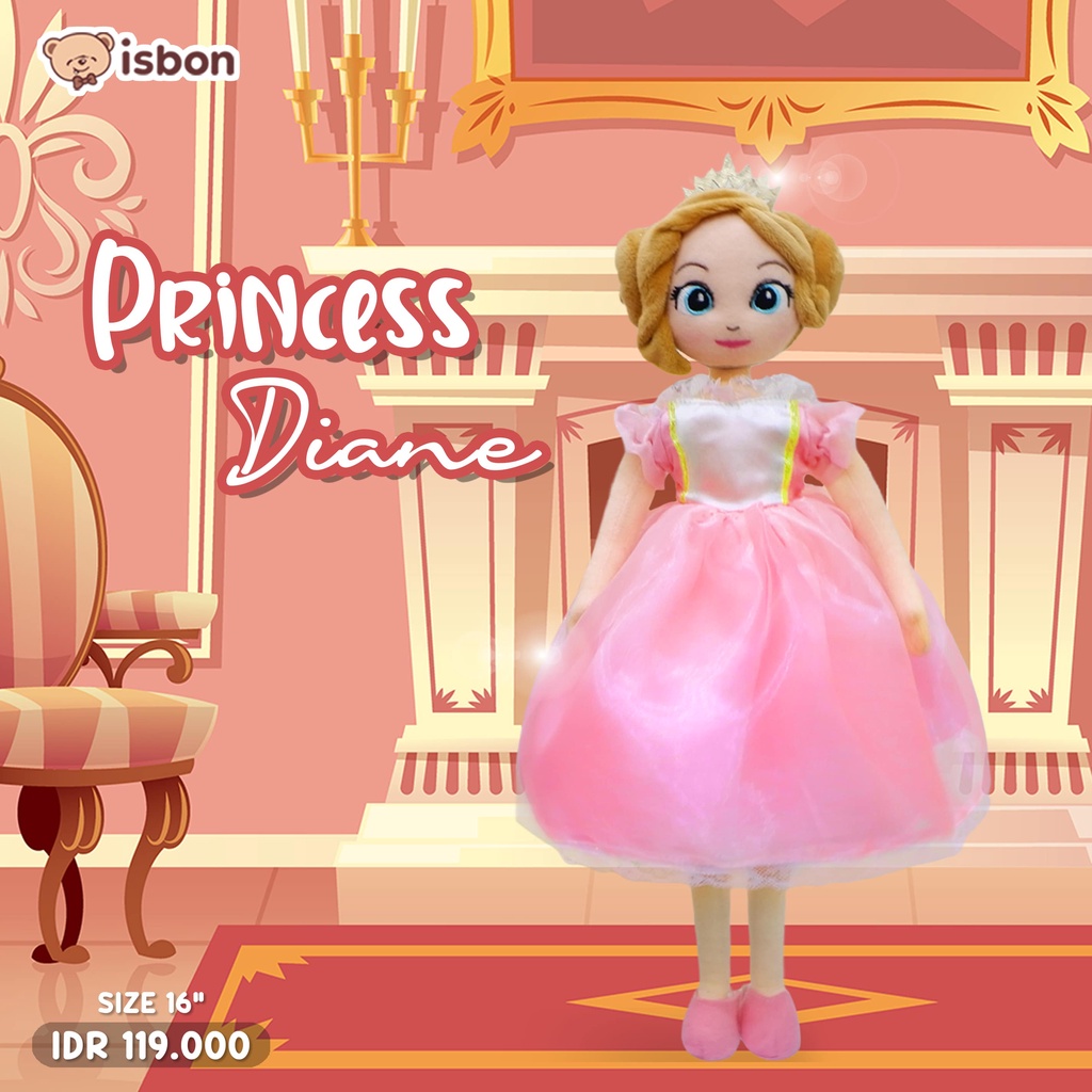 ISTANA BONEKA princess DIANE pink mainan anak perempuan elegan premium short pink gown berbi baju bisa di lepas cute plush princes doll