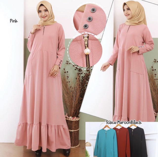 SHAKILA Maxy - Gamis Polos Wafle Milano Busui saku / 091-4829