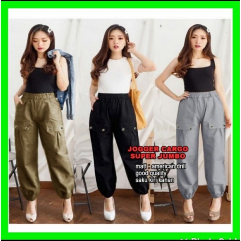 Celana wanita kekinian Korean style / Cargo Cewek Kekinian Celana Cewek Model Korea Size Jumbo