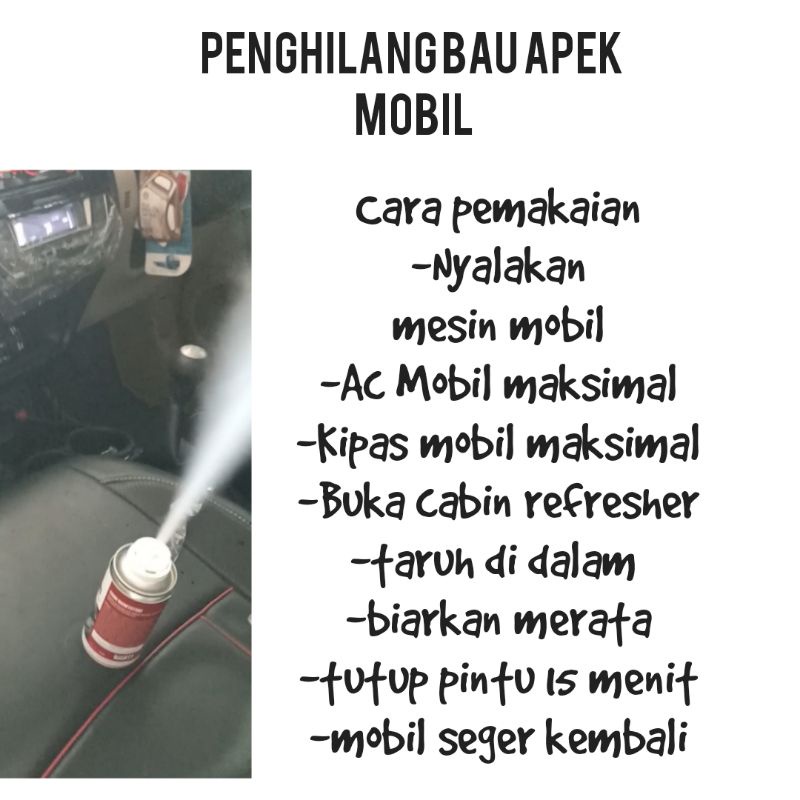 Penghilang bau apek mobil/cabin desinfektan/pewangi/pengharum mobil