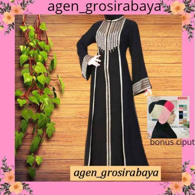 ABAYA GAMIS DRESS MUSLIM LEBANON ABAYA BORDIR HITAM ARAB MURAH GAMIS ARAB DUBAI MUSLIMAH PUSAT ABAYA