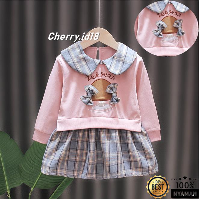 Cherry COD Dress Anak Perempuan / Baju Anak Cewek / Baju Sweater Anak D55