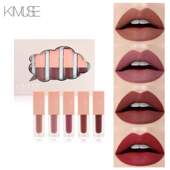 (READY &amp; ORI) Kimuse 5 In 1 Living Cocal Liquid Matte Lipstick Set kms102 kms103 kado seserahan teman pacar gift hampers