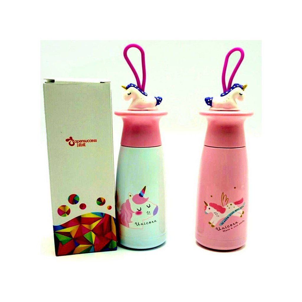 Termos Botol (Vaccum Bottle) Lucu Tutup Boneka Unicorn 2 Varian Warna Karakter Unik