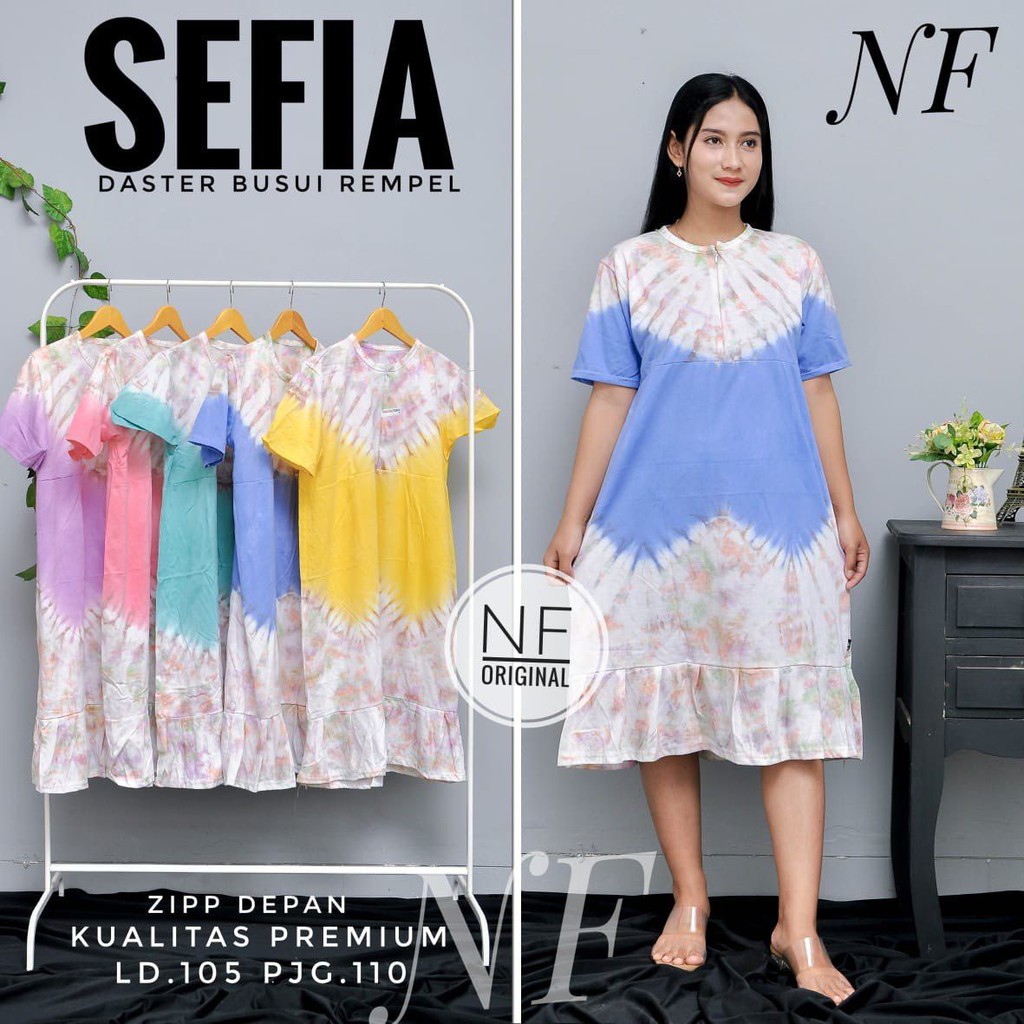 Daster kaos ZERA SEFIA ZOYA tie-die | KAOS COTTON 30S ADEM HALUS MENYERAP | BAJU TIDUR LENGAN PENDEK