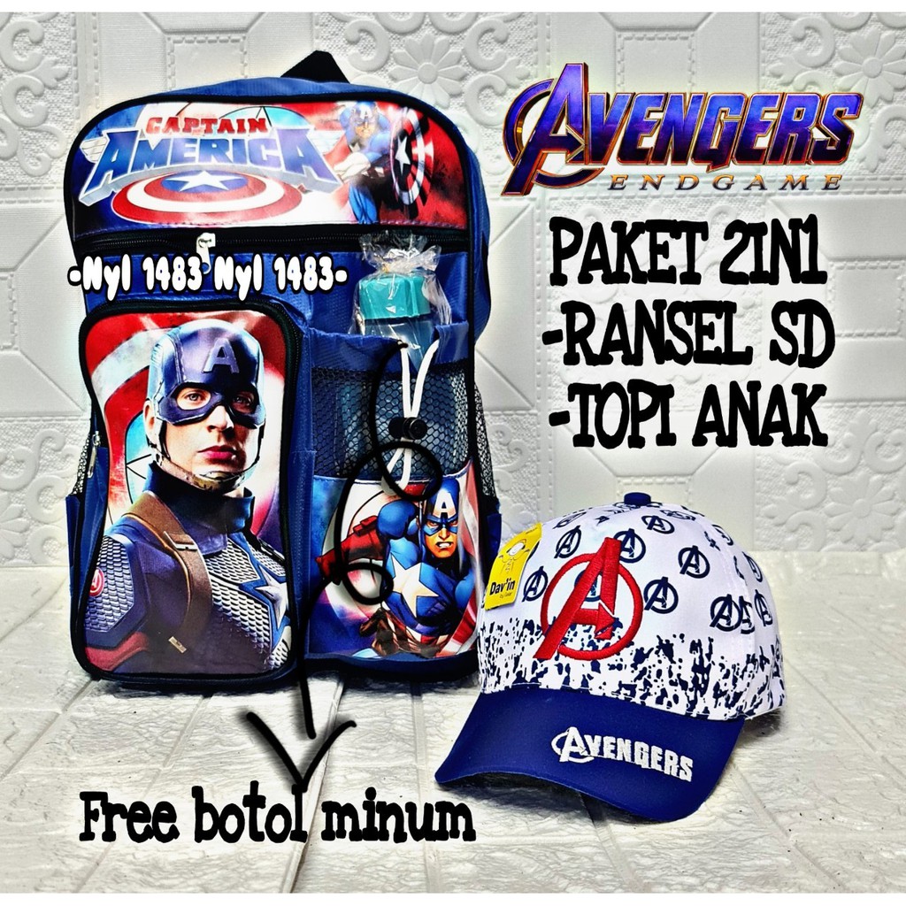 KSO_BAG - Tas Ransel Anak LakiLaki  2IN1 Terbaru 2021 Kekinian Backpack Carakter SUPER HERO Termurah