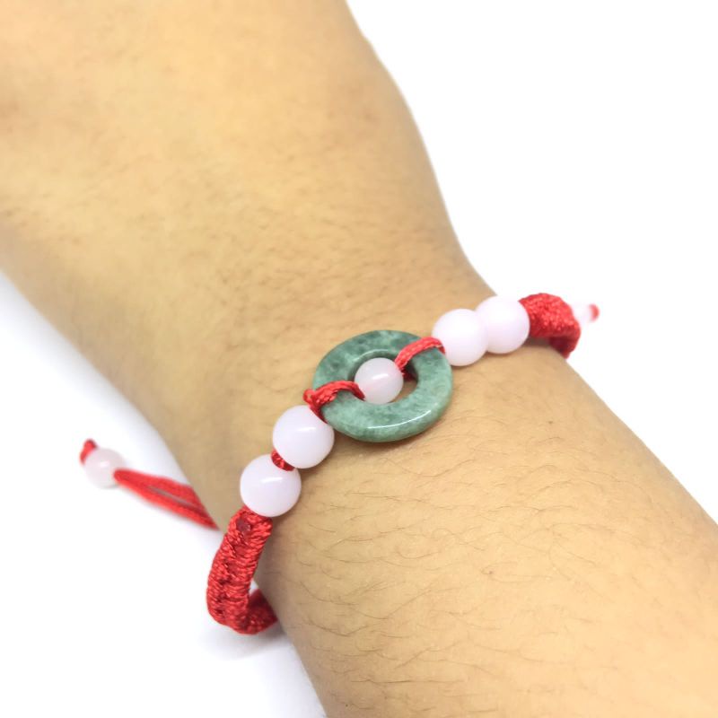 Gelang Tangan Keberuntungan / Gelang Tali Merah Giok / Gelang Feng Shui