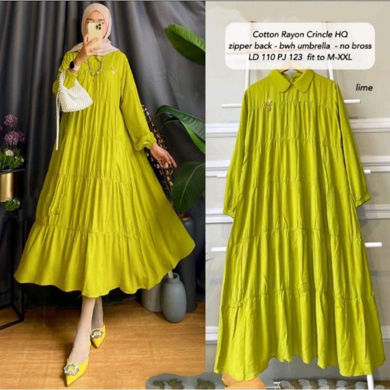 RAISA | Dress Midi Crinkle Airflow Premium | Dress Kringkel Wanita Kekinian