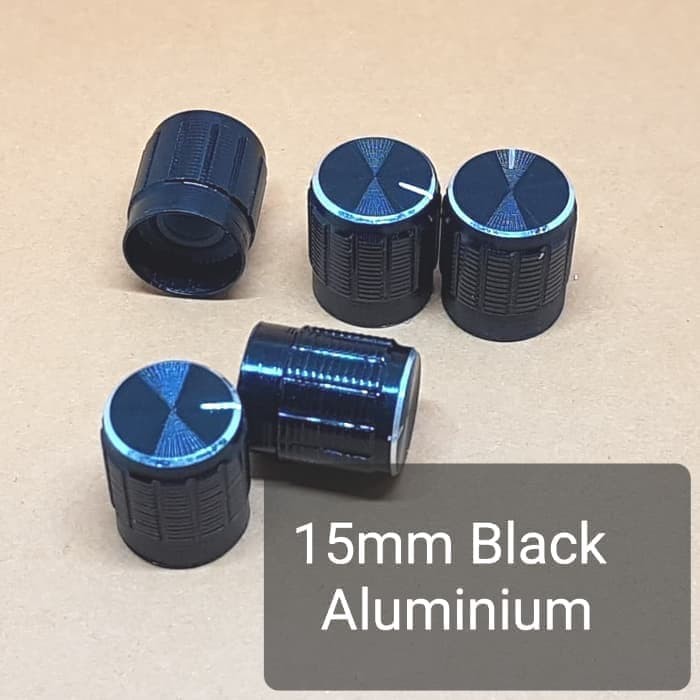 ♠ Black Knob / Button Aluminium 15mm Utk Potensio