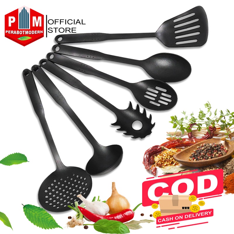 [ COD ] Spatula Nylon Set 6pcs / Kitchen Tools Set 6pcs / Sutil set