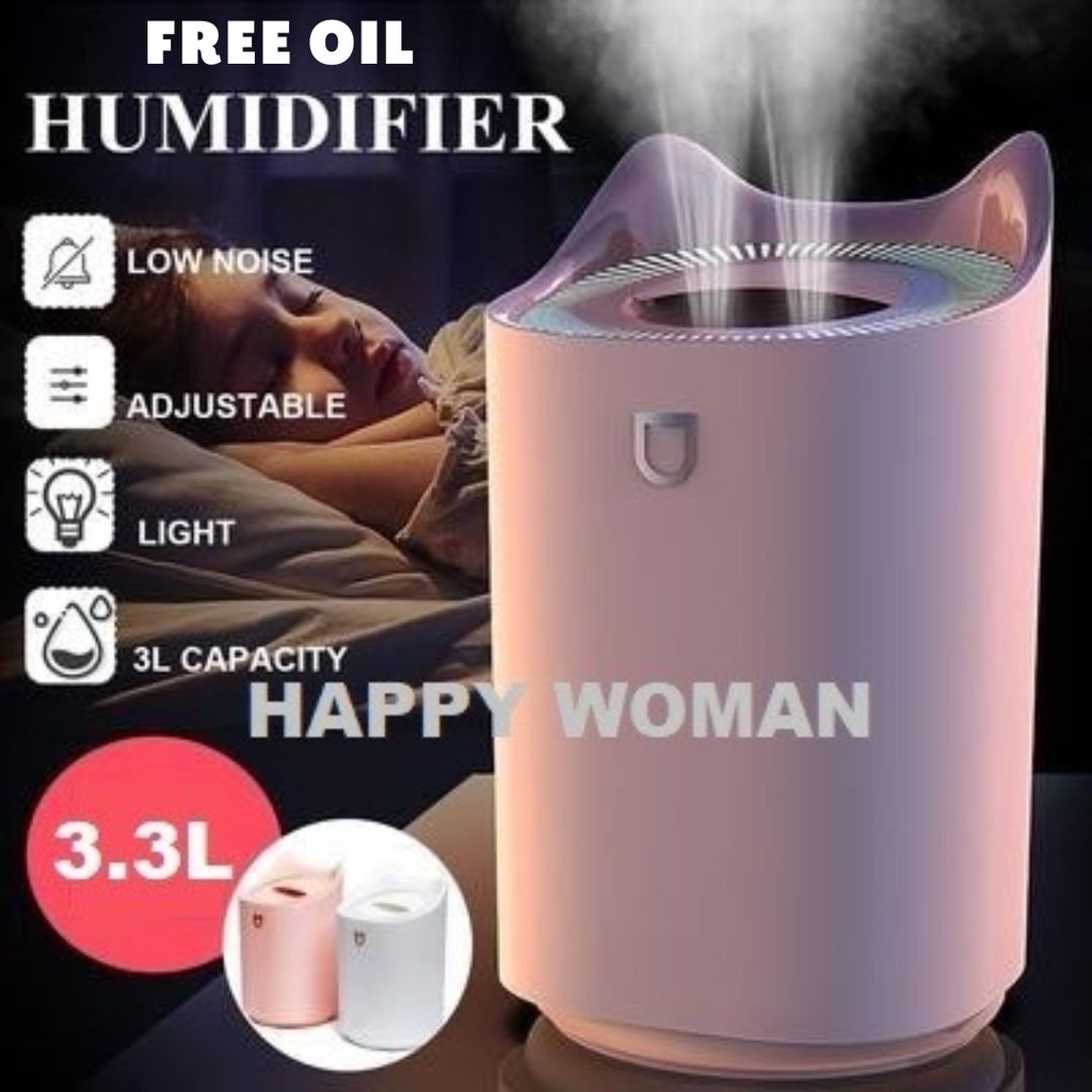 H2O Air Humidifier 3300ml Ultrasonic Aroma Diffuser Double Spray