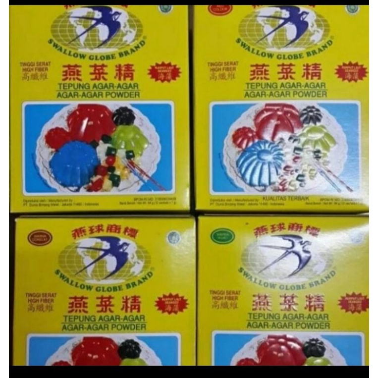 

agar agar swallow globe putih merah coklat hijau