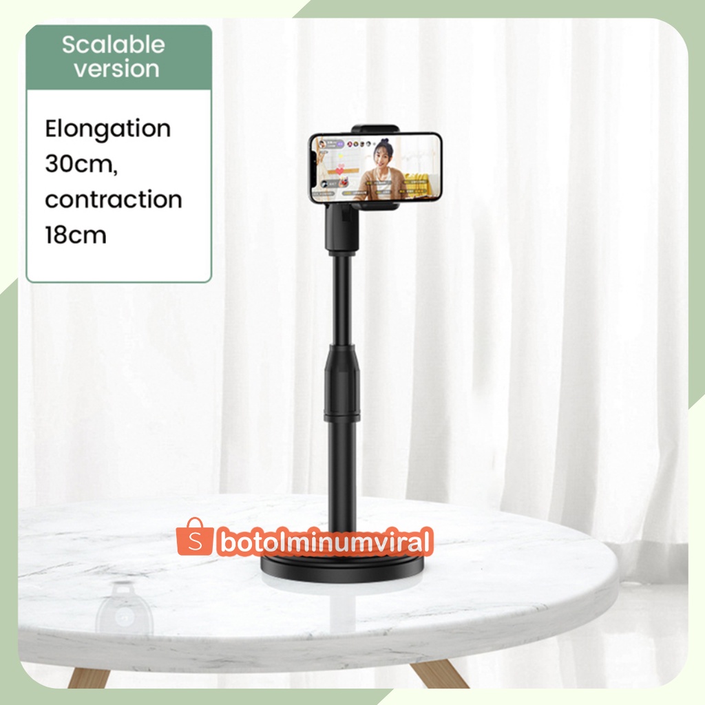 Phone Stand Holder Handphone Hape HP Standing Selfie Broadcasting Tempat HP di meja untuk Zoom Pegangan HP di Meja Putar Kuat Kokoh 360 Derajat