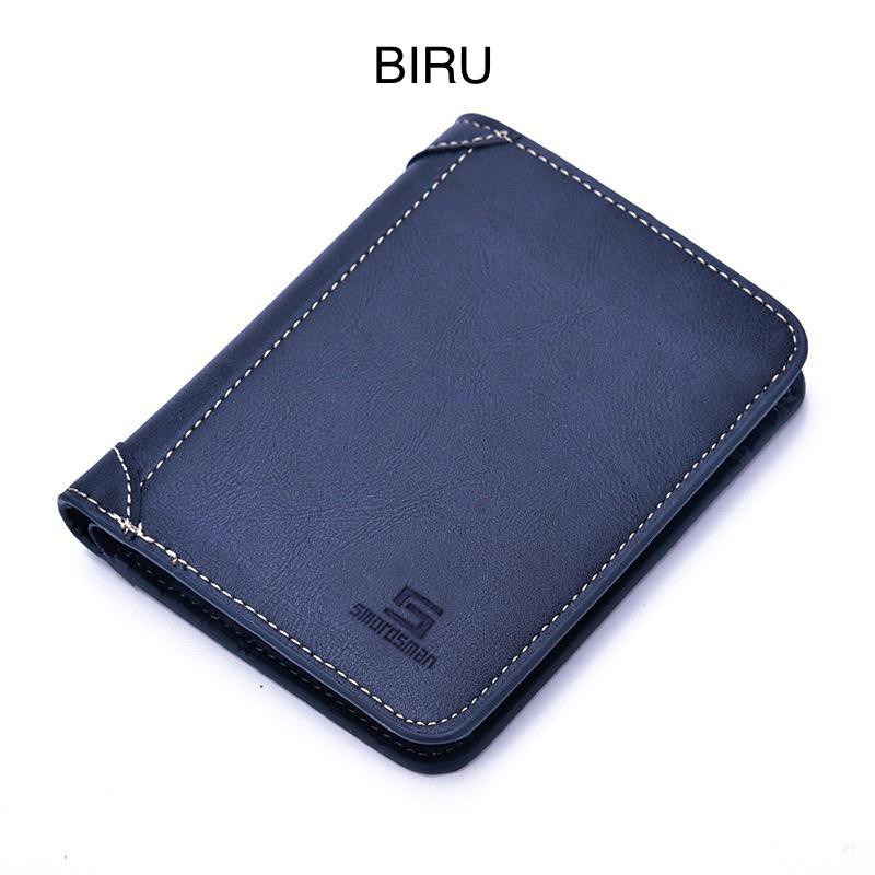 DOMPET PRIA LIPAT KULIT KEREN KUALITAS PREMIUM DEABOLAR 915 - COD / BISA BAYAR DI TEMPAT-BIRU TEGAK