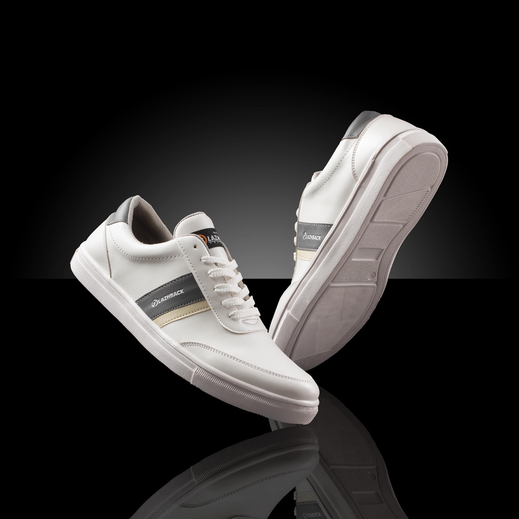 FLAZHBACK WHITE GREY - Sepatu Sneakers Pria Casual Original - Snekers Pria