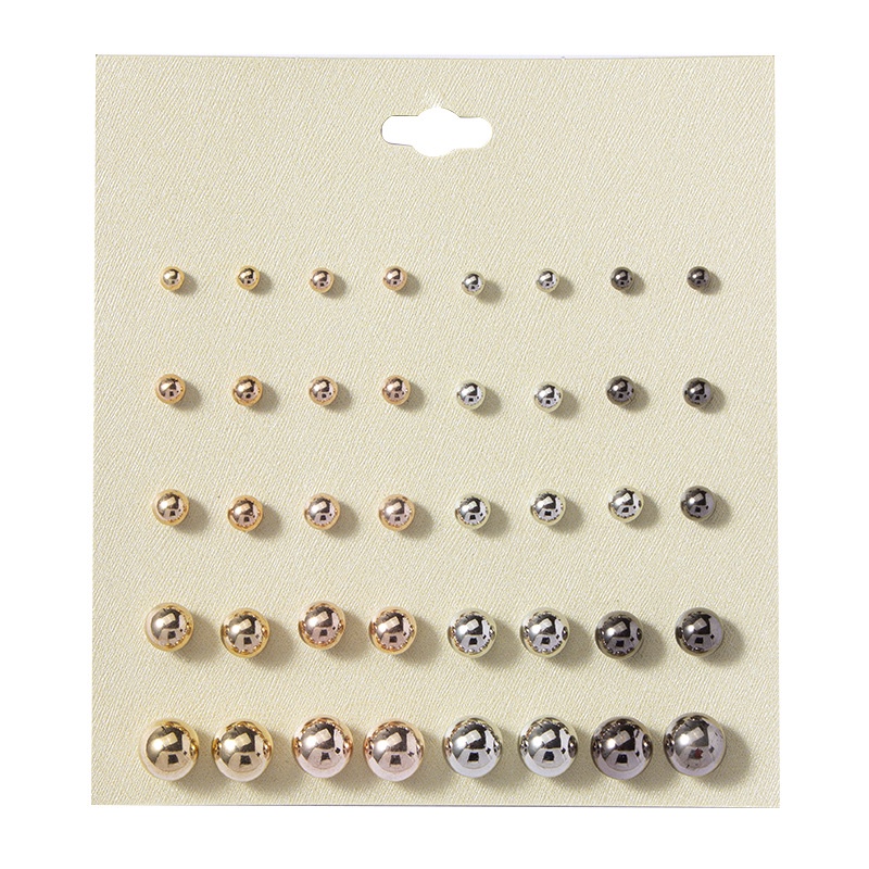 20 Pasang / set Anting Tusuk Bahan Alloy Warna Silver / Gold Untuk Wanita