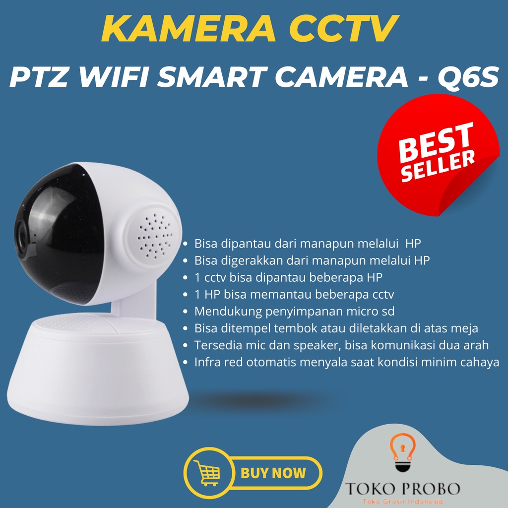 Kamera CCTV Wifi Micro SD PTZ Smart IPCam Camera 720P - Q6  [V380 / V38PRO] [ Bisa Pantau &amp; Gerak Melalui Hp Handphone ]