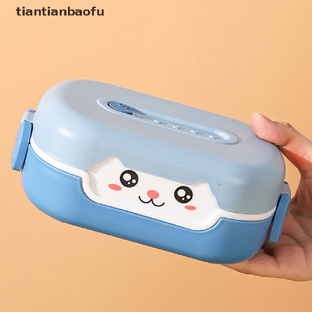 Kotak Makan Siang Bento Bentuk Persegi Panjang Motif Kartun Anime Bahan Plastik Anti Bocor Untuk Anak Sekolah