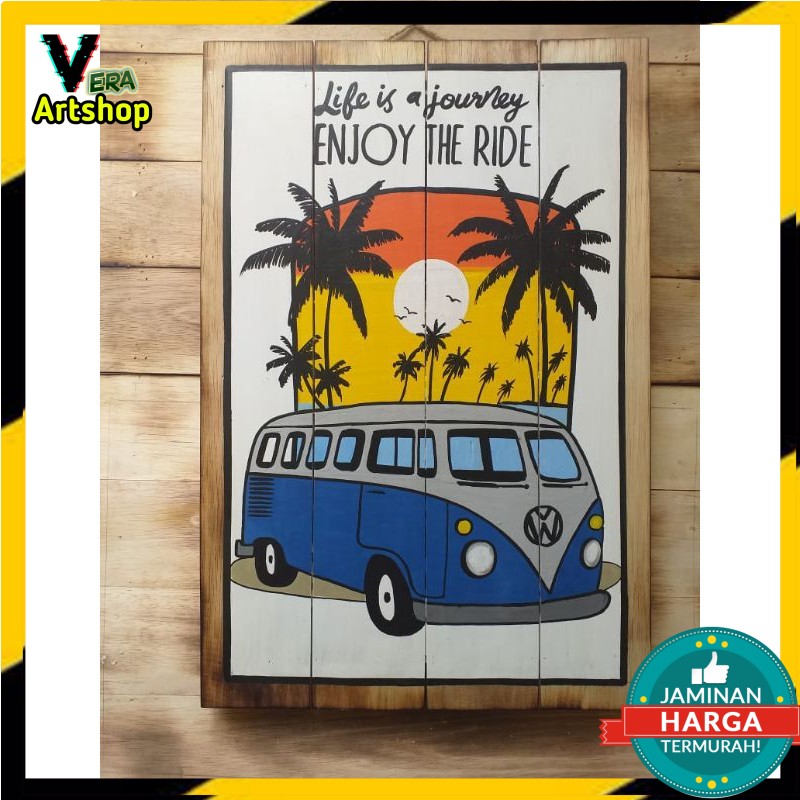 Lukisan kayu dekorasi dinding VW enjoy Ride (Wall Decor)