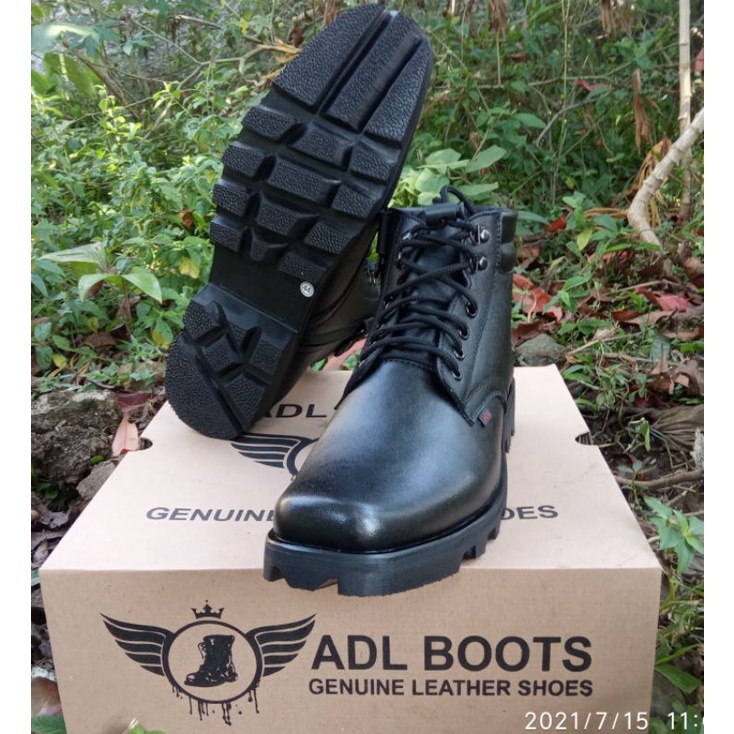 sepatu pdh pdl tni polri security kulit asli mengkilap dan doff merk ADL BOOTS