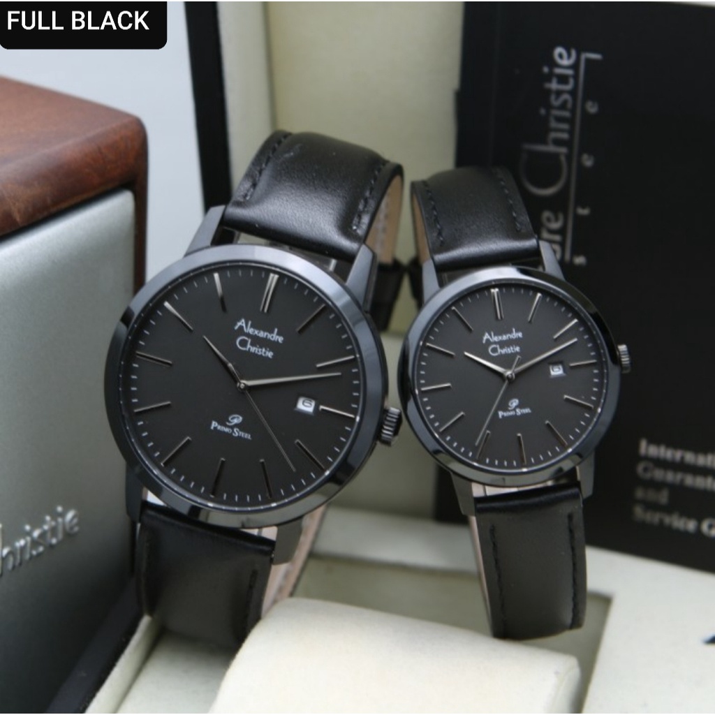ALEXANDRE CHRISTIE AC 1007.AC1007 FULL BLACK COUPLE KULIT. ORIGINAL