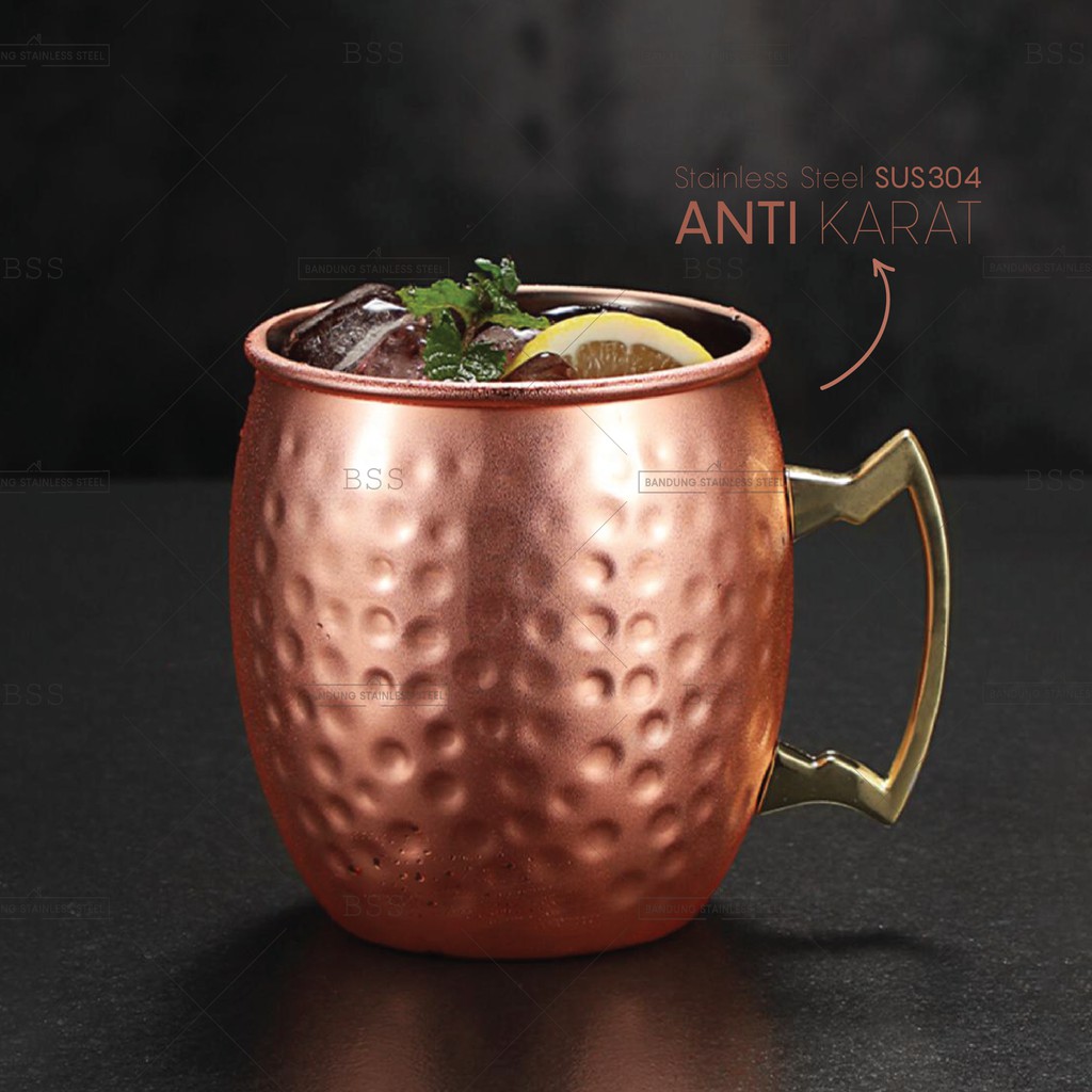 Gelas Muk Stainless SUS 304 500ml Moscow Mule MUG Rosegold Mojito Mocktail Cocktail Unik