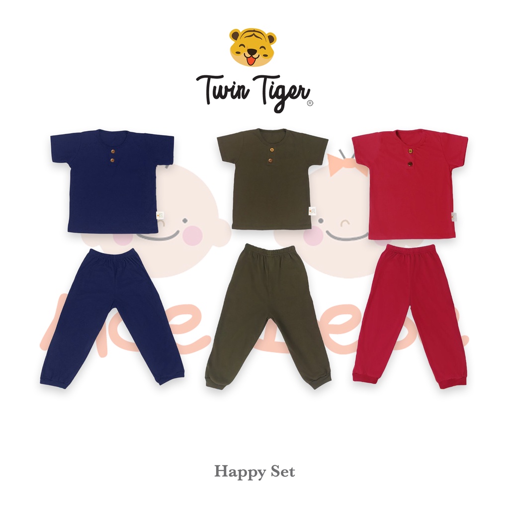 Twin Tiger Baby Happy Set Setelan Baju Pendek Celana Panjang Anak 0 - 5 Tahun