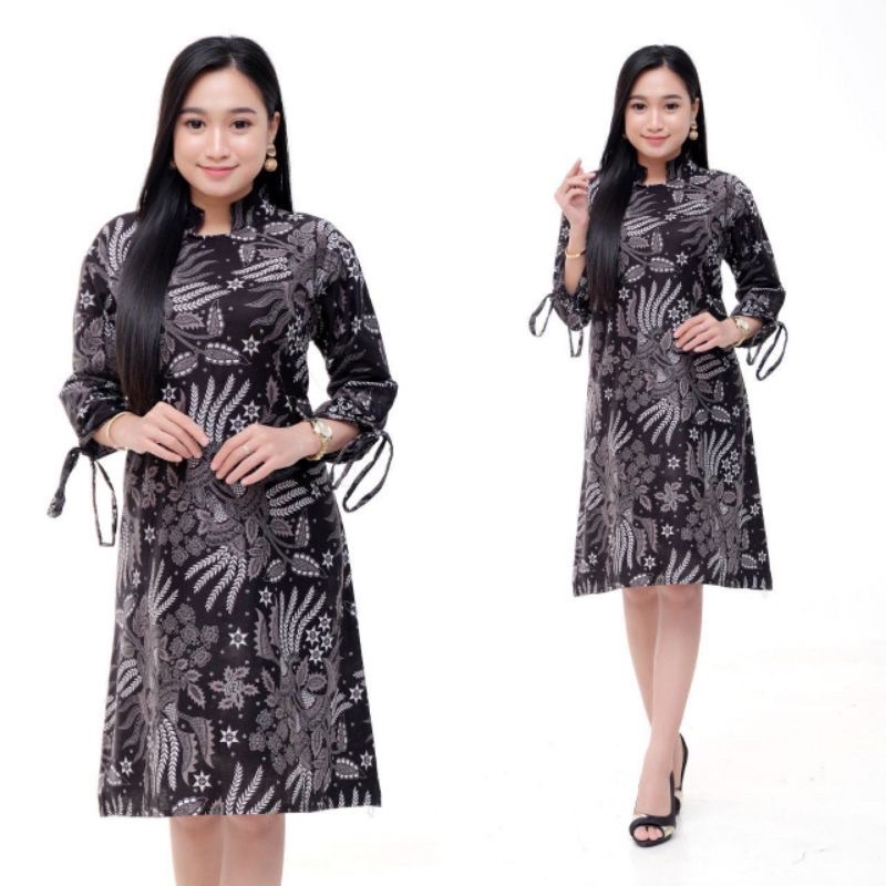BAJU DRESS ATASAN TUNIK WANITA BATIK LD 96cm KATUN KERJA KANTOR PESTA KONDANGAN CEWEK PEREMPUAN DRES