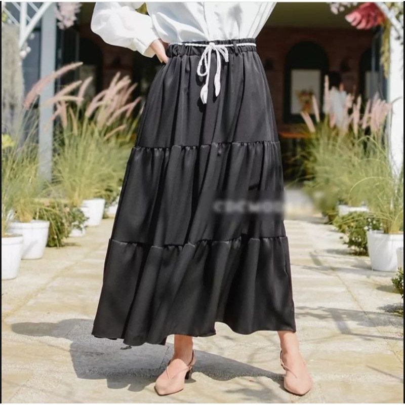 DEBORA SKIRT/free belt/rok panjang/rok umpak/rok polos/terlaris