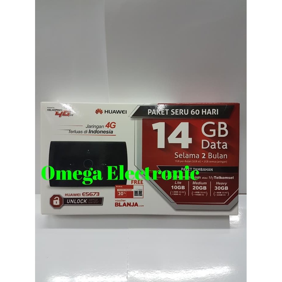 RESMI Modem Wifi MIFI 4G LTE Huawei E5673 UNLOCKED Free Telkomsel 14gb