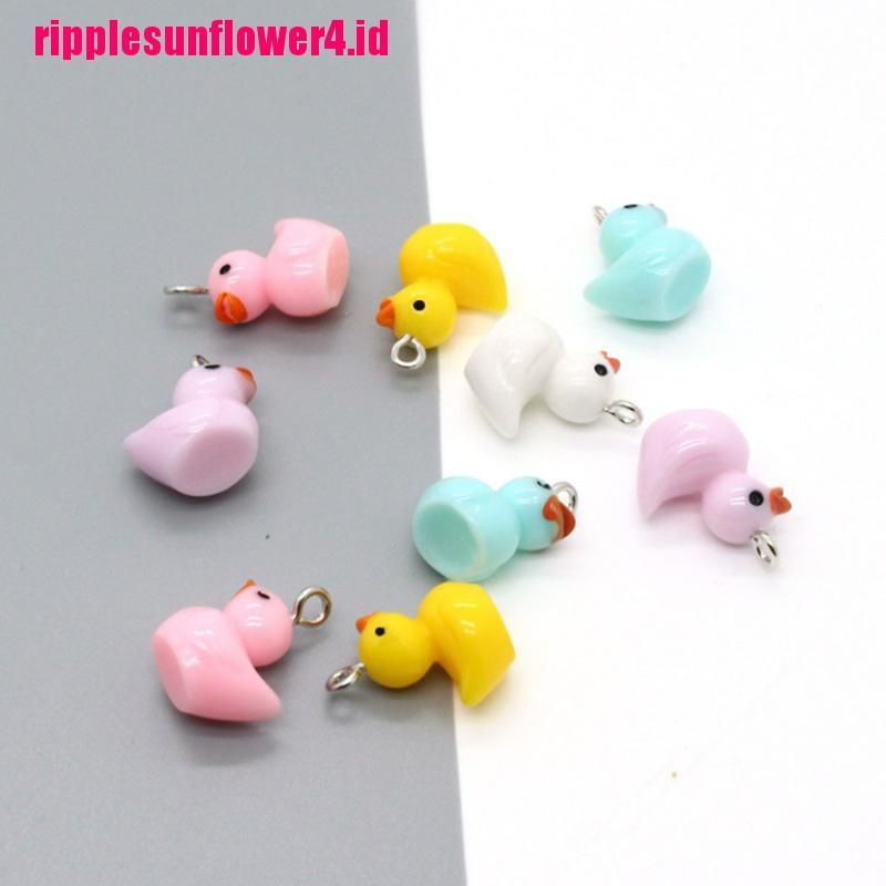 10pcs Gantungan Kunci Bentuk Hewan Bebek Bahan Resin Untuk Aksesoris Perhiasan