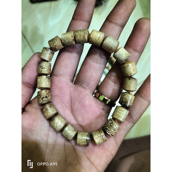 gelang tangan kayu liwung macan putih model tabung