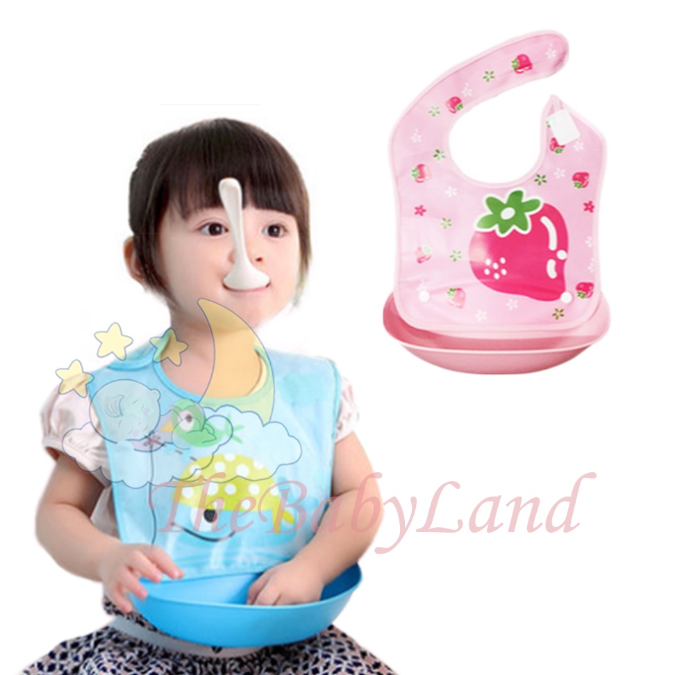 [1KG 20PCS] Babyland Bib Wadah/ Slabber Silikon Plastik/ Celemek Makan Waterproof/ Slabber silikon Bayi/ Celemek Wadah