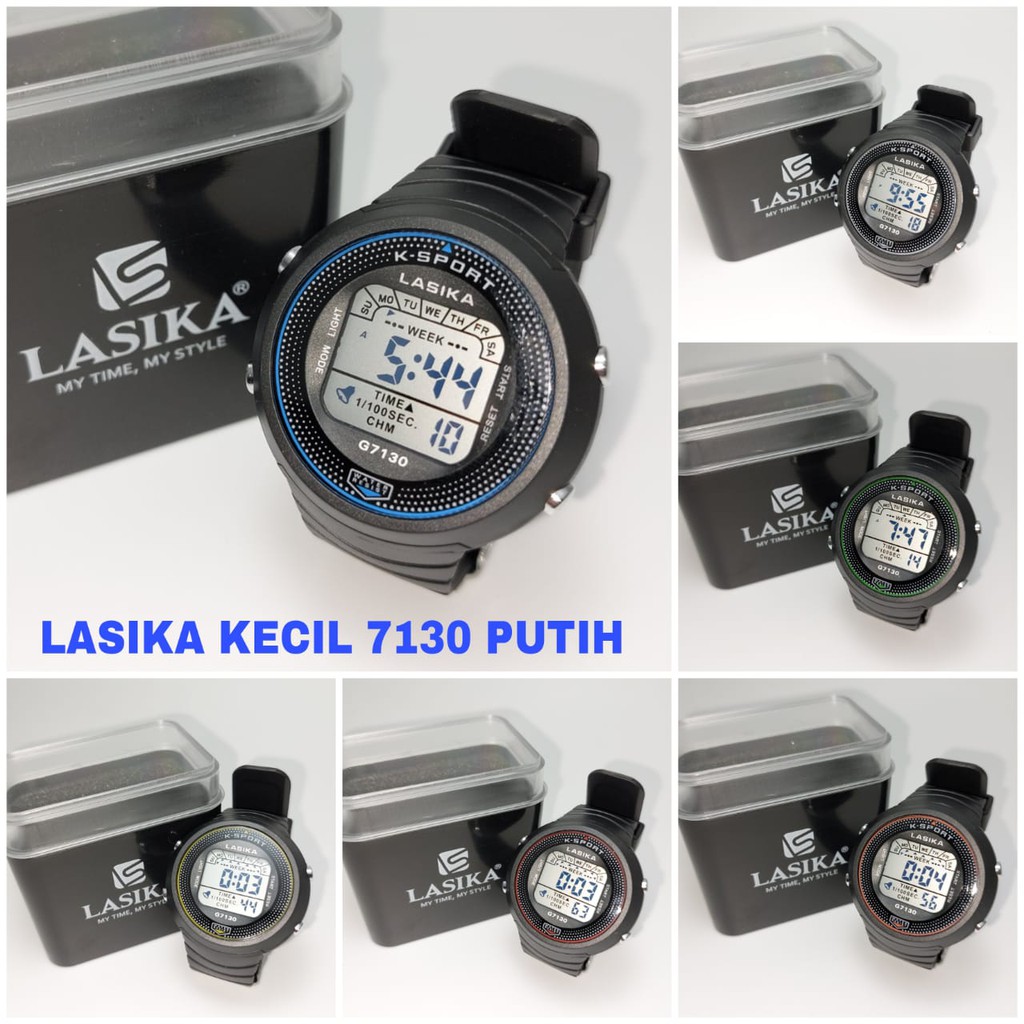 Jam Tangan Digital Lasika Original 100% Type 7130 Series Layar Putih Anti Air Premium