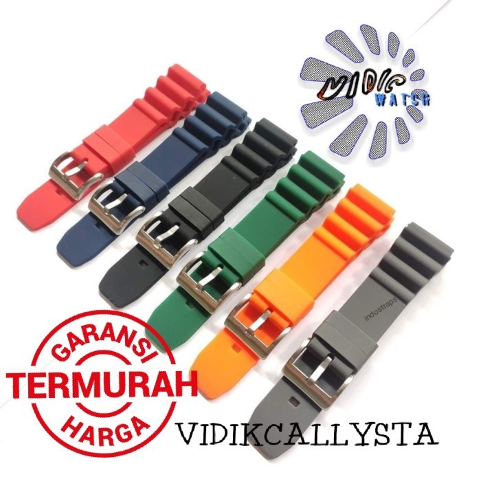 Tali karet jam tangan Silicone 20mm 22mm Rubber Strap Waterproof 20 22