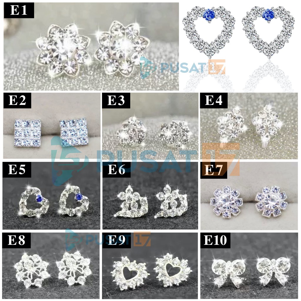 ANTING TUSUK KOREA STYLE FASHION WANITA AKSESOSORIS KOREA ANTING GIWANG STUD DIAMOND EARRING STUD-5