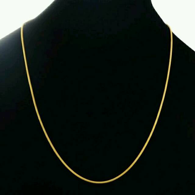 Kalung Titanium Pria Anti Karat Gold Emas Asli Cowok Keren Rantai Rante Belut Panjang Cowo Emas