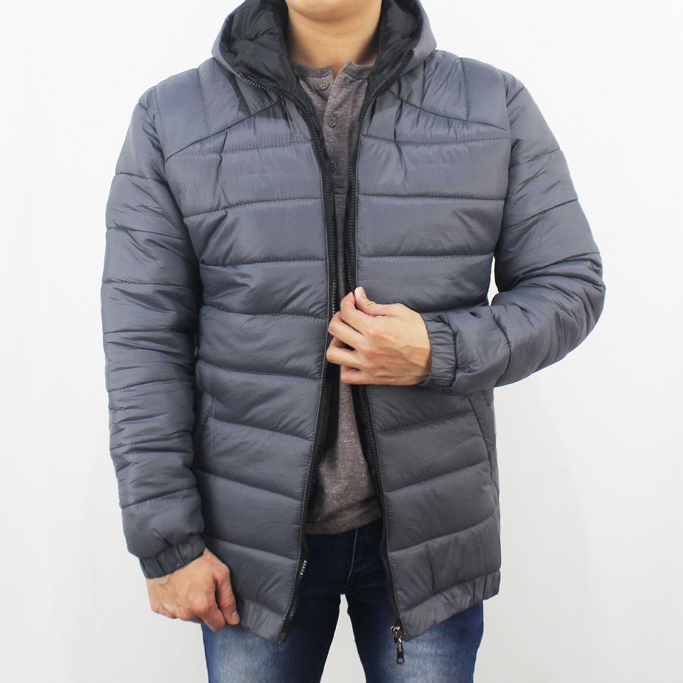 JAKET PUFFER TEBAL PRIA ABU TUA SIZE M L XL XXL  - JAKET WINTER - JAKET PARASUT TEBAL PRIA - JAKET GUNUNG WINDPROOF TEBAL