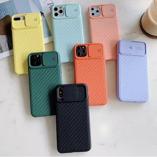 IPHONE SE 2 2020 SOFT CASE CAMERA SLIDE PROTECTOR - Hitam
