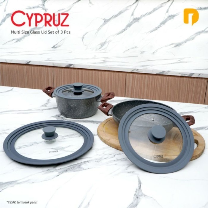 Cypruz SP-0801 Tutup Panci Kaca Multi Size 20 22 24 cm Glass Lid