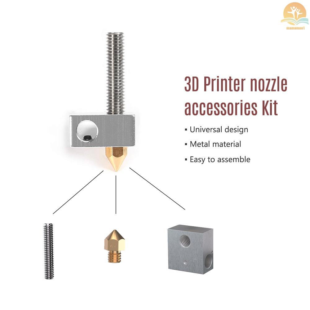 Anet  2Pcs/Set 0.4mm Brass Nozzle Extruder Print Head + Heater Block Hotend + 1.75mm Throat Tubes Pipes for Anet A8 A6 Ender 3 3D Printer Accessories