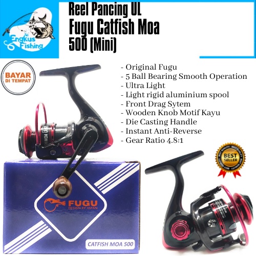 Reel Pancing UL Fugu Catfish Moa 500 (5Bearing) Mini Murah - Engkus Fishing