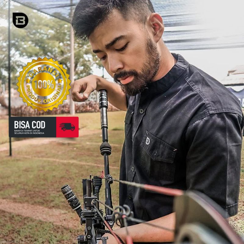 BHIRAMA Kemeja Koko Tactical Black Lengan Pendek Pakian Pria
