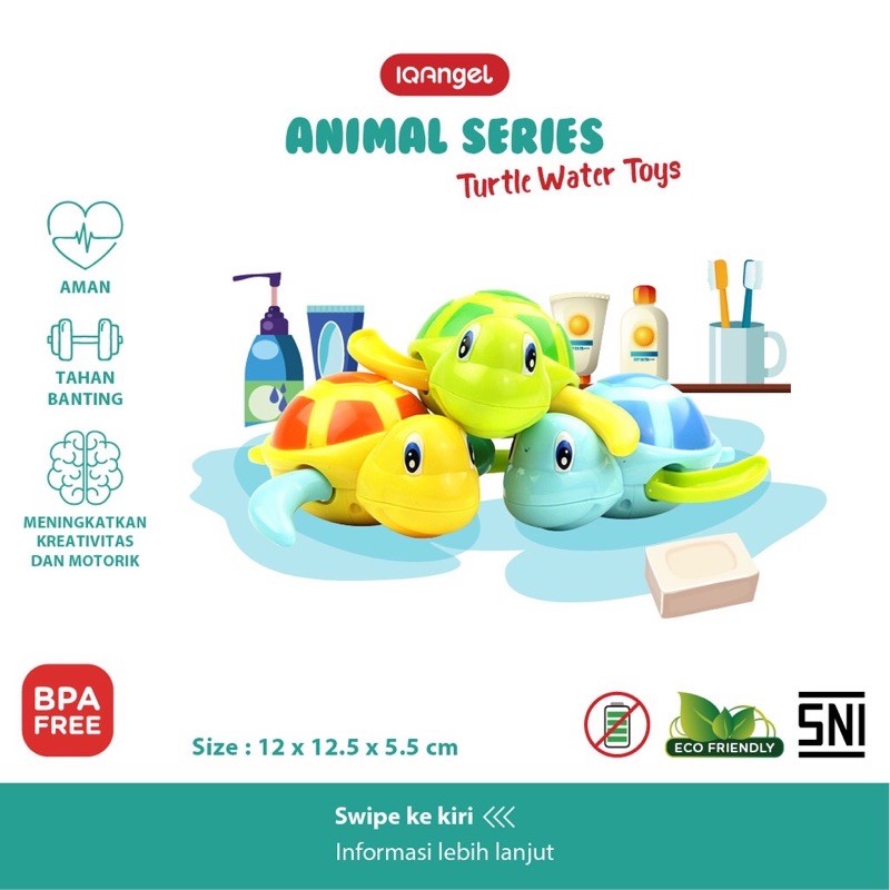 IQ Angel TURTLE Water / Bath Toys - Mainan Bak Mandi / Spa Kolam Kura Kura Air Lucu IQangel BPA FREE