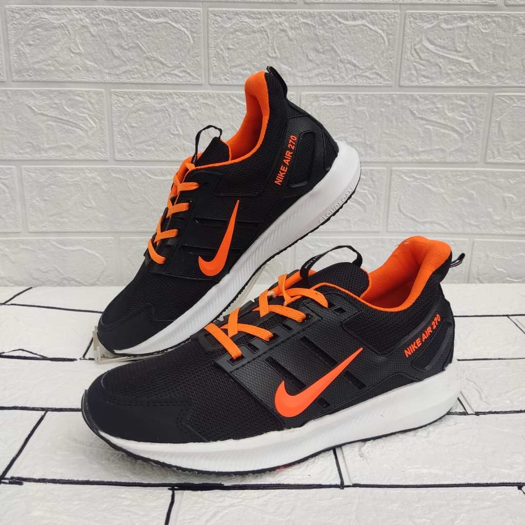 DISKON!! SEPATU SEKOLAH GRADE ORIGINAL NIKE AIR 270 MURAH SEPATU KASUAL KEREN TERBARU HITAM ORANGE
