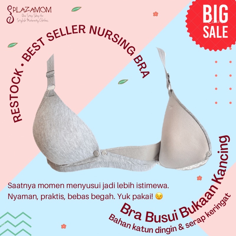 BRA BUSUI BH MENYUSUI NURSING MATERNITY PREGNANT HAMIL BUMIL BUKAAN SAMPING DEPAN PAKAI KANCING CUP BUSA TIPIS TANPA KAWAT BAHAN KATUN NYAMAN DINGIN ANTI GERAH MODEL SIMPLE STYLISH PBH083M